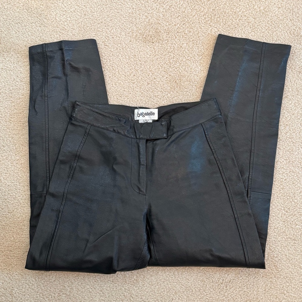 Vintage 90s Y2K Genuine Leather Pants Size 2P Biker Punk Retro Rocker Glam